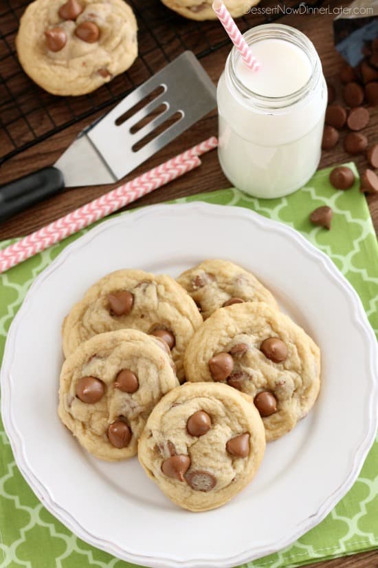 These Soft Baked Chocolate Chip Cookies include a special ingredient to make them perfectly thick, chewy, and soft! Plus tips and techniques for baking the best chocolate chip cookies!