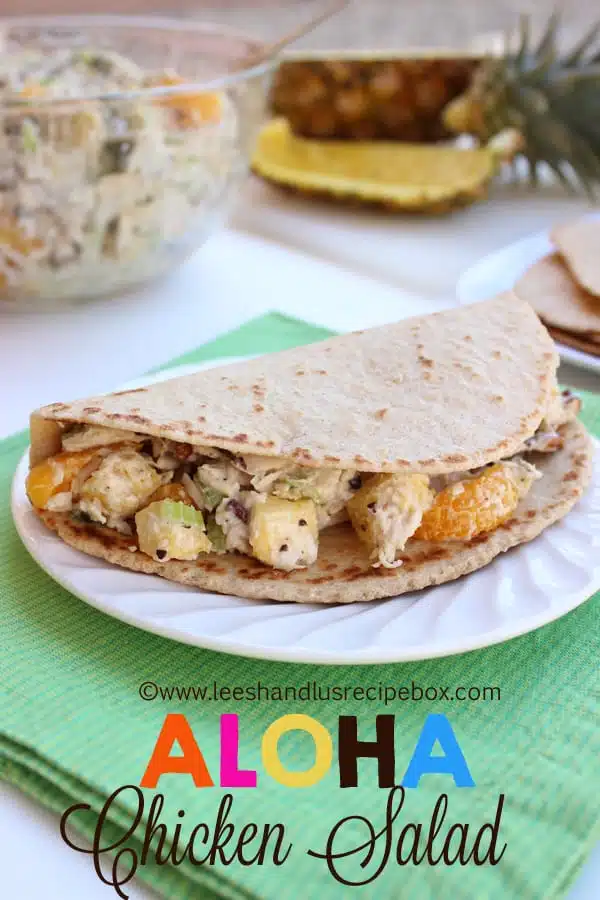 This isn't your grandma's chicken salad! Try this new and refreshing Aloha Chicken Salad full of sweet and savory tropical flavors on a buttery croissant or homemade wrap!