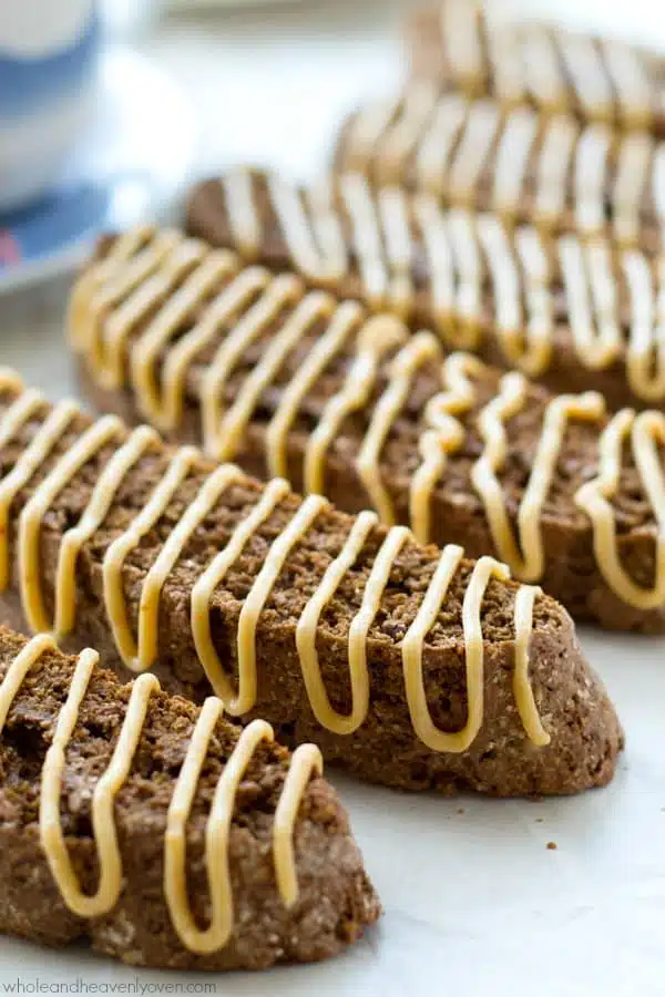 Biscotti-lovers won't be able to resist this rich chocolate-y biscotti that's drizzled with a luscious peanut butter glaze.