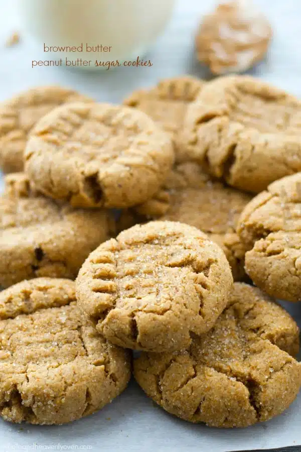 Unbelievably soft and chewy and loaded with a double-delight of browned butter and peanut butter, these addicting sugar-coated cookies will be requested again and again! @WholeHeavenly