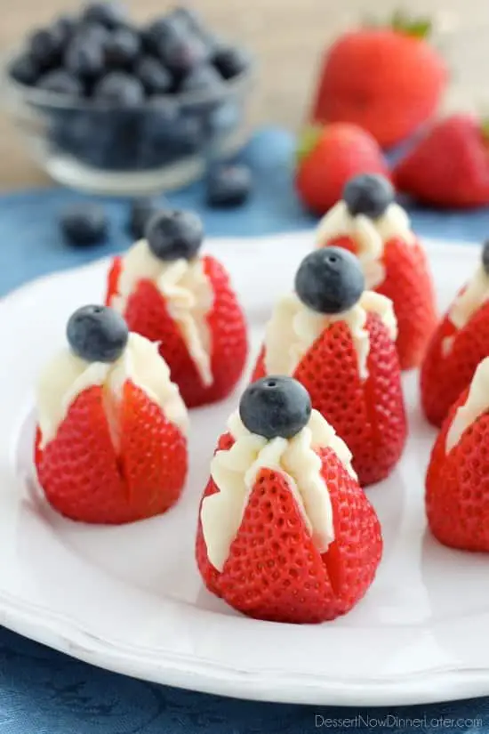 Easy Patriotic Cheesecake Stuffed Strawberries Dessert