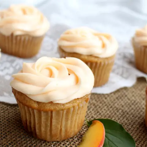 Brown Butter Peach Cupcakes