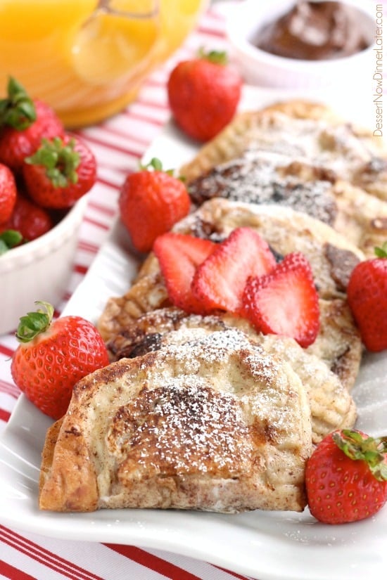 Fresh strawberries and Nutella are hidden inside this Stuffed French Toast recipe that's easy enough for the kids to help make!