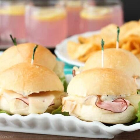 Cordon Bleu Sliders are made easy with deli meats, swiss cheese, honey dijon mayo, and freshly baked Rhodes® dinner roll slider buns!