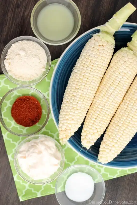 This Mexican Corn on the Cob is grilled and slathered in a chili-lime mayo. Finish it off with a sprinkle of cheese and you won't want corn on the cob any other way!