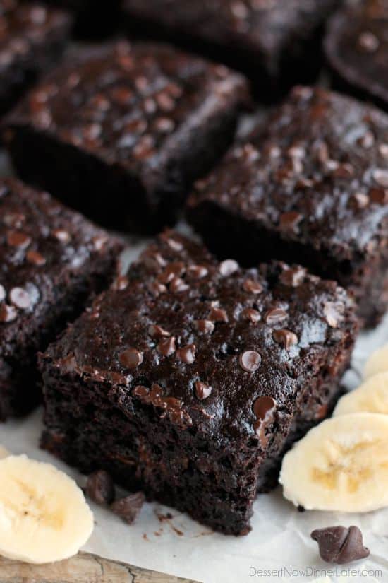 Double Chocolate Banana Cake is lightly sweet, moist, and chocolatey. No frosting required!