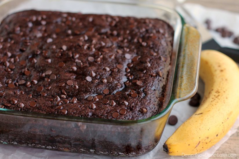 Double Chocolate Banana Cake is lightly sweet, moist, and chocolatey. No frosting required!