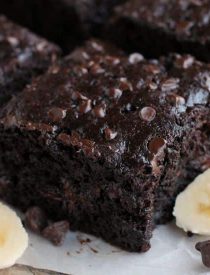 Double Chocolate Banana Cake is lightly sweet, moist, and chocolatey. No frosting required!