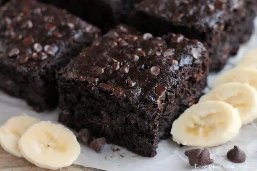 Double Chocolate Banana Cake is lightly sweet, moist, and chocolatey. No frosting required!