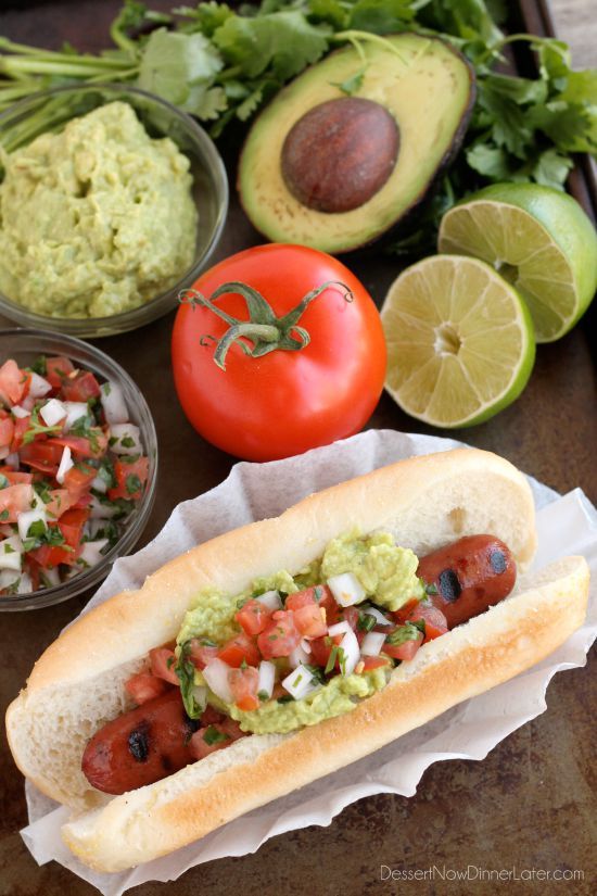 This gourmet Mexican Hot Dog is made with Ball Park Park's Finest all beef hot dogs topped with freshly made guacamole and pico de gallo.