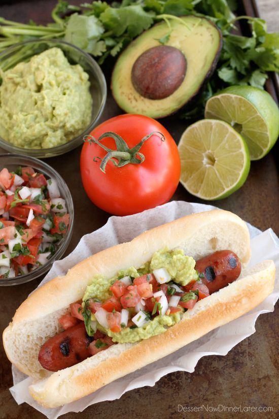 This gourmet Mexican Hot Dog is made with Ball Park Park's Finest all beef hot dogs topped with freshly made guacamole and pico de gallo.
