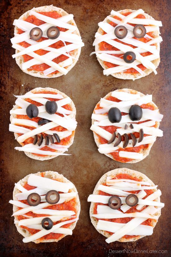 Mini Mummy Pizzas - Dessert Now, Dinner Later!