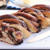 Rhodes frozen dough and Nutella is all you need to make this twisted loaf of delicious bread! Get the step-by-step photo tutorial and make it asap!
