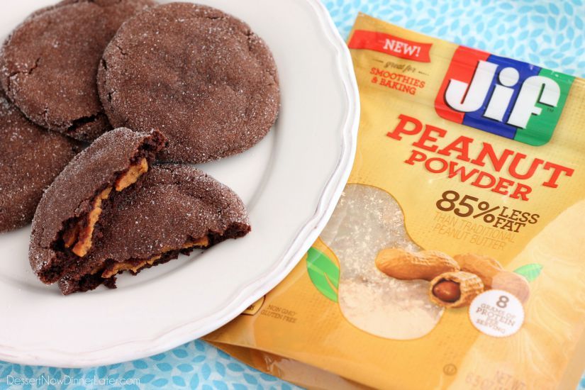 These Peanut Butter Stuffed Chocolate Cookies are soft and indulgent, but use peanut powder for less fat, without compromising taste!