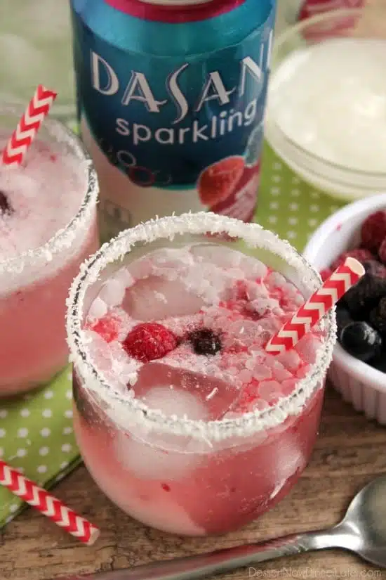 This Berry Coconut Spritzer is a refreshing and easy mocktail to mix up at any holiday party!