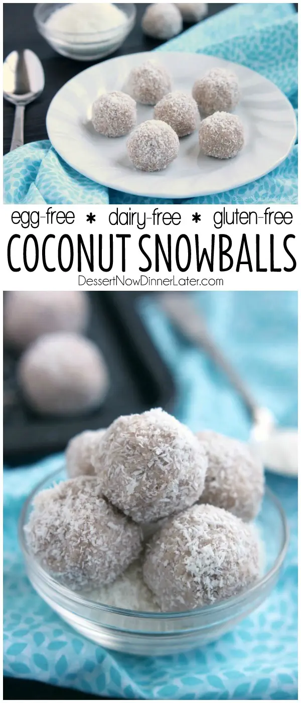 No-bake Coconut Snowballs are simple and delicious! The perfect healthy dessert to curb that sweet-tooth craving! Bonus: They’re egg, dairy, and gluten free!