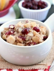 Hearty oatmeal gets a tangy twist with Craisins and fresh apples. Bonus! This cranberry apple oatmeal is made in the slow cooker for a hot breakfast ready when you are!