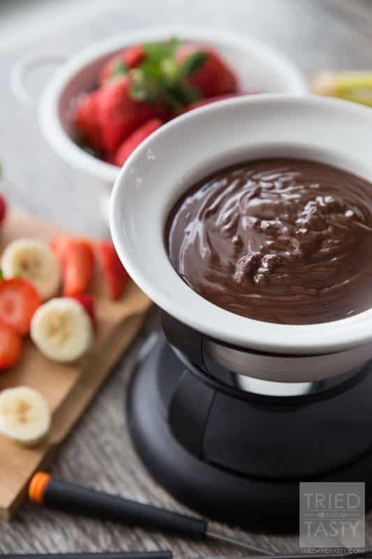 Three Ingredient Peanut Butter Fondue via Tried and Tasty