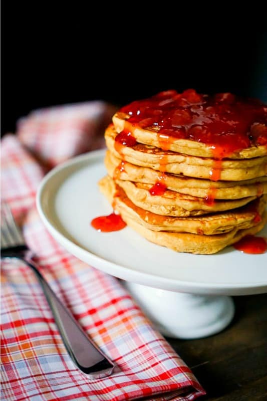 Peanut Butter and Jelly Pancakes via The Love Nerds