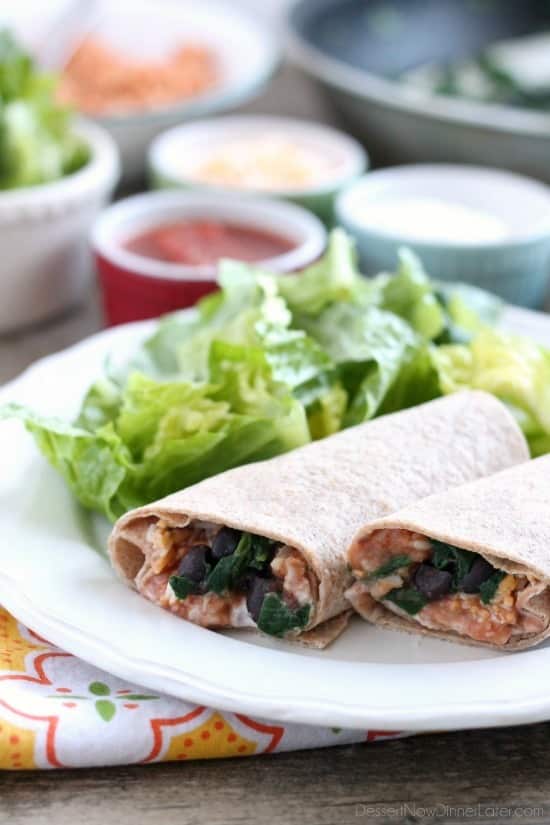 If you're craving a meatless meal that tastes great and fills you up, try this easy Spinach & Bean Burrito Wrap!