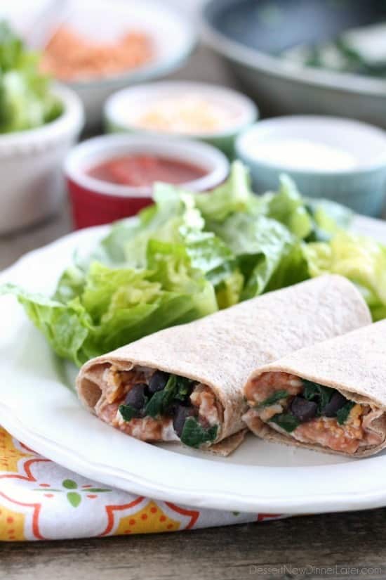 Spinach and Bean Burrito Wrap Dessert Now, Dinner Later!