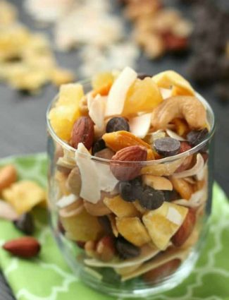 This Tropical Trail Mix is salty, sweet, and full of Sunsweet tropical flavors! A great on-the-go snack!