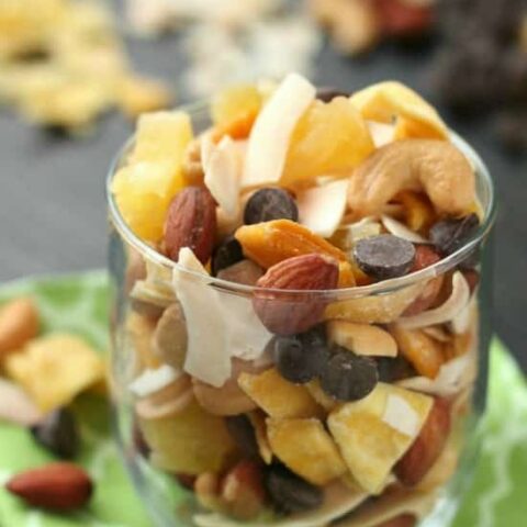 This Tropical Trail Mix is salty, sweet, and full of Sunsweet tropical flavors! A great on-the-go snack!