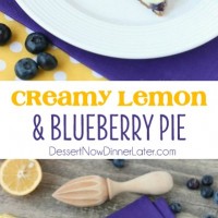 Just like key lime pie, this creamy lemon and blueberry pie has a buttery graham cracker crust and a zesty (Meyer lemon) citrus cream filling, with the added bonus of plump blueberries. Top it with fresh whipped cream and you've got a delicious fruity dessert!