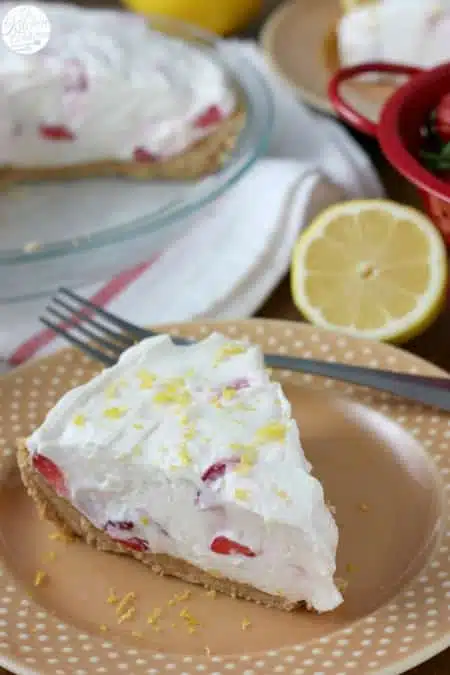 No Bake Strawberry Lemon Cream Pie