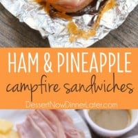 These Hot Ham and Pineapple Campfire Sandwiches are a delicious and easy tin foil recipe. Plus cleanup is a breeze! (You can even bake these in the oven too!)