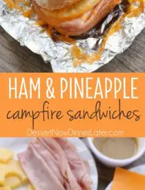 These Hot Ham and Pineapple Campfire Sandwiches are a delicious and easy tin foil recipe. Plus cleanup is a breeze! (You can even bake these in the oven too!)