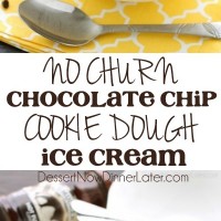 This no churn chocolate chip cookie dough ice cream has generous pieces of eggless cookie dough inside a creamy vanilla ice cream with hot fudge swirls. No ice cream machine needed to make this delicious dessert!