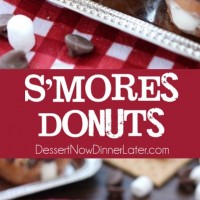 Glazed and ganached, with crushed graham crackers on top, and a marshmallow buttercream center, these S'mores Donuts are delicious and decadent.