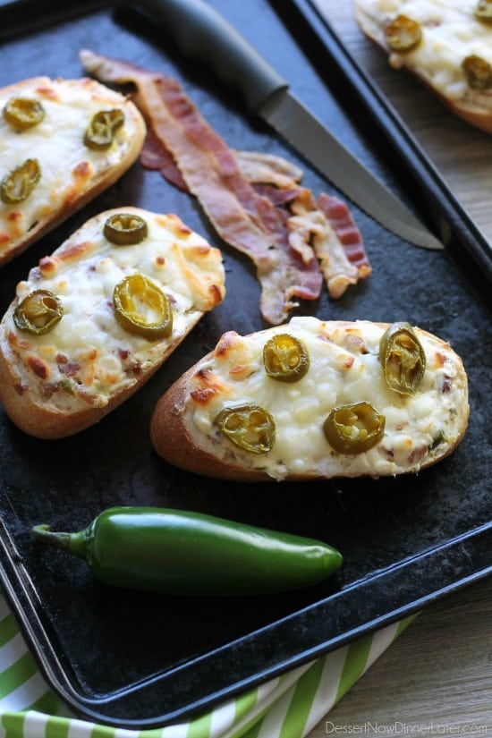 Jalapeno Popper Bread can double as a delicious appetizer or easy pizza dinner with bacon, cream cheese, and jalapeno slices for maximum flavor!