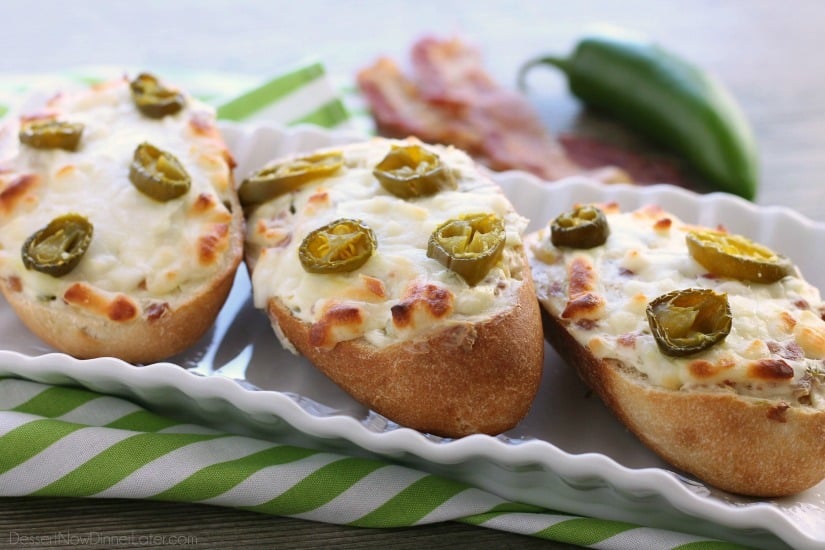 Jalapeno Popper Bread can double as a delicious appetizer or easy pizza dinner with bacon, cream cheese, and jalapeno slices for maximum flavor!