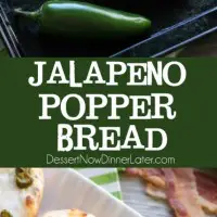 Jalapeno Popper Bread can double as a delicious appetizer or easy pizza dinner with bacon, cream cheese, and jalapeno slices for maximum flavor!