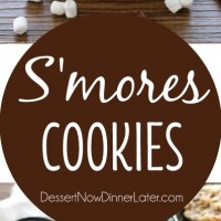 These S'mores Cookies are made with a graham cracker cookie dough, miniature chocolate chips, and marshmallows bits for a great alternative to campfire s'mores that is equally as tasty.