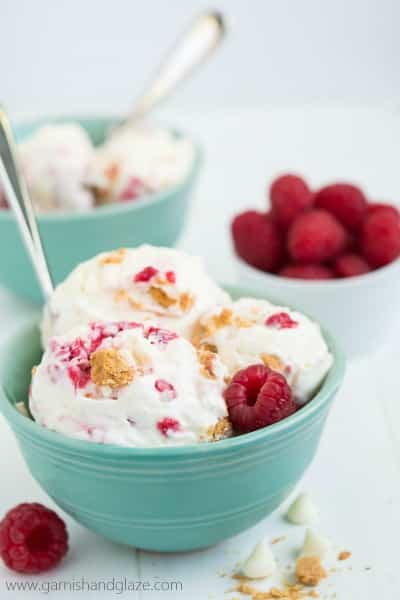No Churn White Chocolate Raspberry Cheesecake Ice Cream // Garnish & Glaze