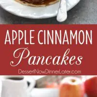 Real apple pieces and a hearty helping of cinnamon turn regular pancakes into these simple, yet special Apple Cinnamon Pancakes.