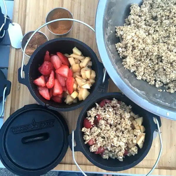 Personal Dutch Oven Strawberry & Apple Crisps.