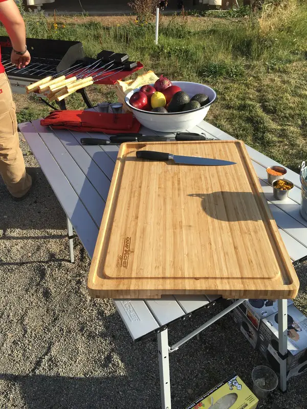 Camp Chef -- Mesa Aluminum Camp Table, Cutting Board, & Knives. #FeedYourOUTside