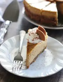 This Gingersnap Pumpkin Cheesecake is full of fall flavors, from the gingersnap cookie crust, to the spiced pumpkin cheesecake. It's the perfect pumpkin dessert! *PLUS! Tips on how to prevent cracks in your cheesecake!*