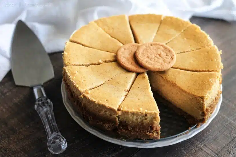 This Gingersnap Pumpkin Cheesecake is full of fall flavors, from the gingersnap cookie crust, to the spiced pumpkin cheesecake. It's the perfect pumpkin dessert! *PLUS! Tips on how to prevent cracks in your cheesecake!*