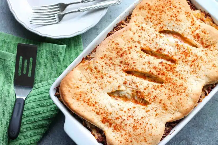 This meaty, cheesy, sloppy joe bake is total comfort food in a casserole.