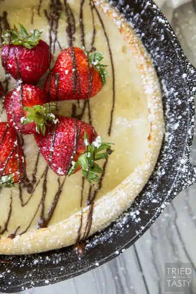 Chocolate Covered Strawberry Dutch Baby Pancakes // Tried and Tasty