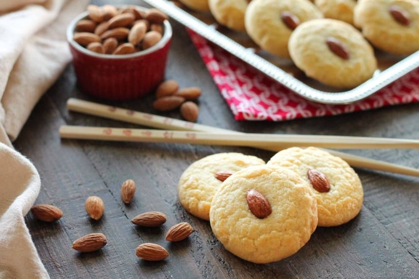 Chinese Almond Cookies are simple, crisp, buttery, and full of almond flavor. Save this recipe for Chinese New Year!