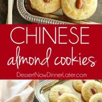 Chinese Almond Cookies are simple, crisp, buttery, and full of almond flavor. Save this recipe for Chinese New Year!