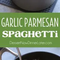 This Garlic Parmesan Spaghetti has browned butter and garlic in its thick and creamy parmesan sauce, for a super flavorful pasta dinner that will have you licking the plate clean.