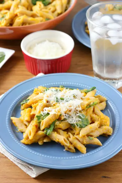 Creamy Butternut Penne with Spinach and Parmesan // A Kitchen Addiction