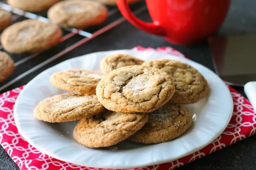 These Soft Baked Gingersnap Cookies are thick and chewy, and full of rich molasses, ginger, and spices for a wonderful Christmas cookie everyone will love!
